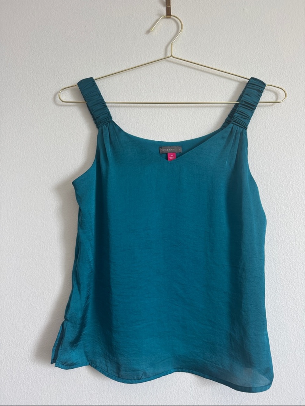 Vince Camuto Teal Ruched Strap Camisole